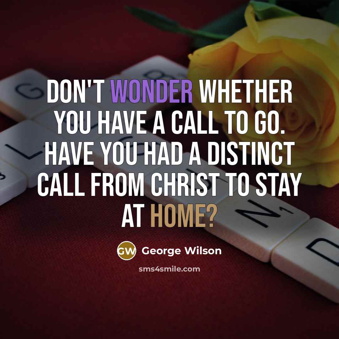 “Don't wonder whether you have a call to go. Have…” quote by George Wilson