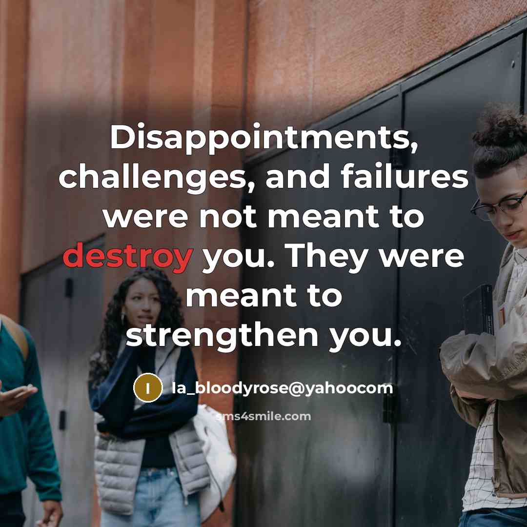 “Disappointments, challenges, and failures were not meant to destroy you.…” quote by Ia_bloodyrose@yahoocom