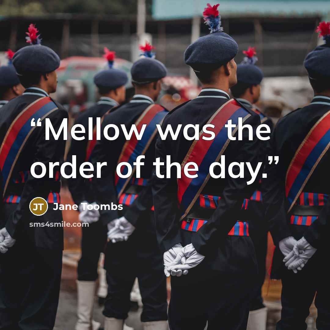 “Mellow was the order of the day.” quote by Jane Toombs