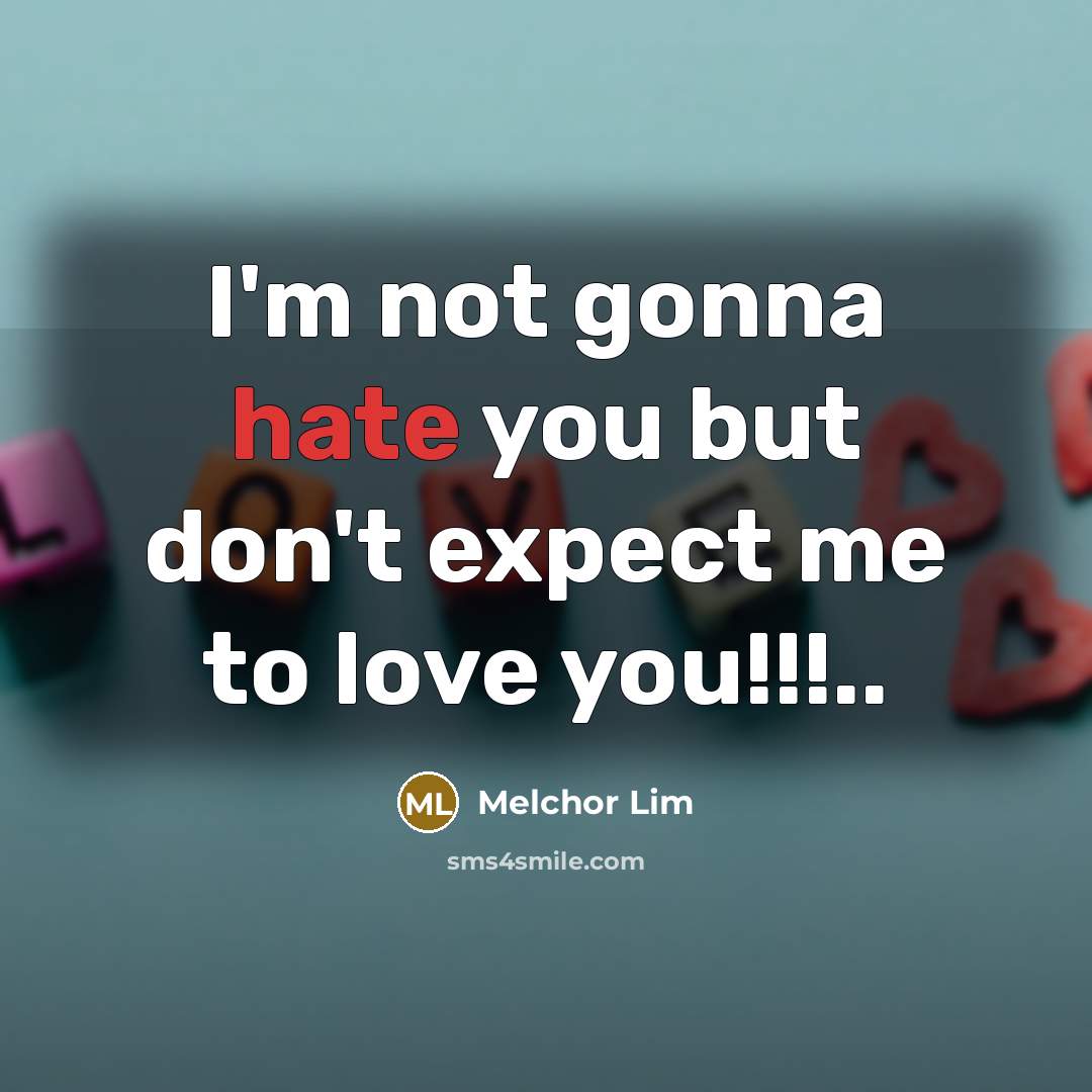 “I'm not gonna hate you but don't expect me to…” quote by Melchor Lim
