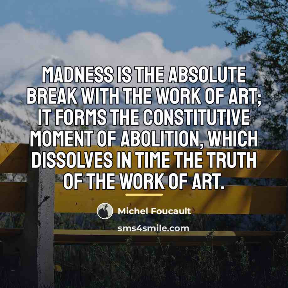 “Madness is the absolute break with the work of art;…” quote by Michel Foucault