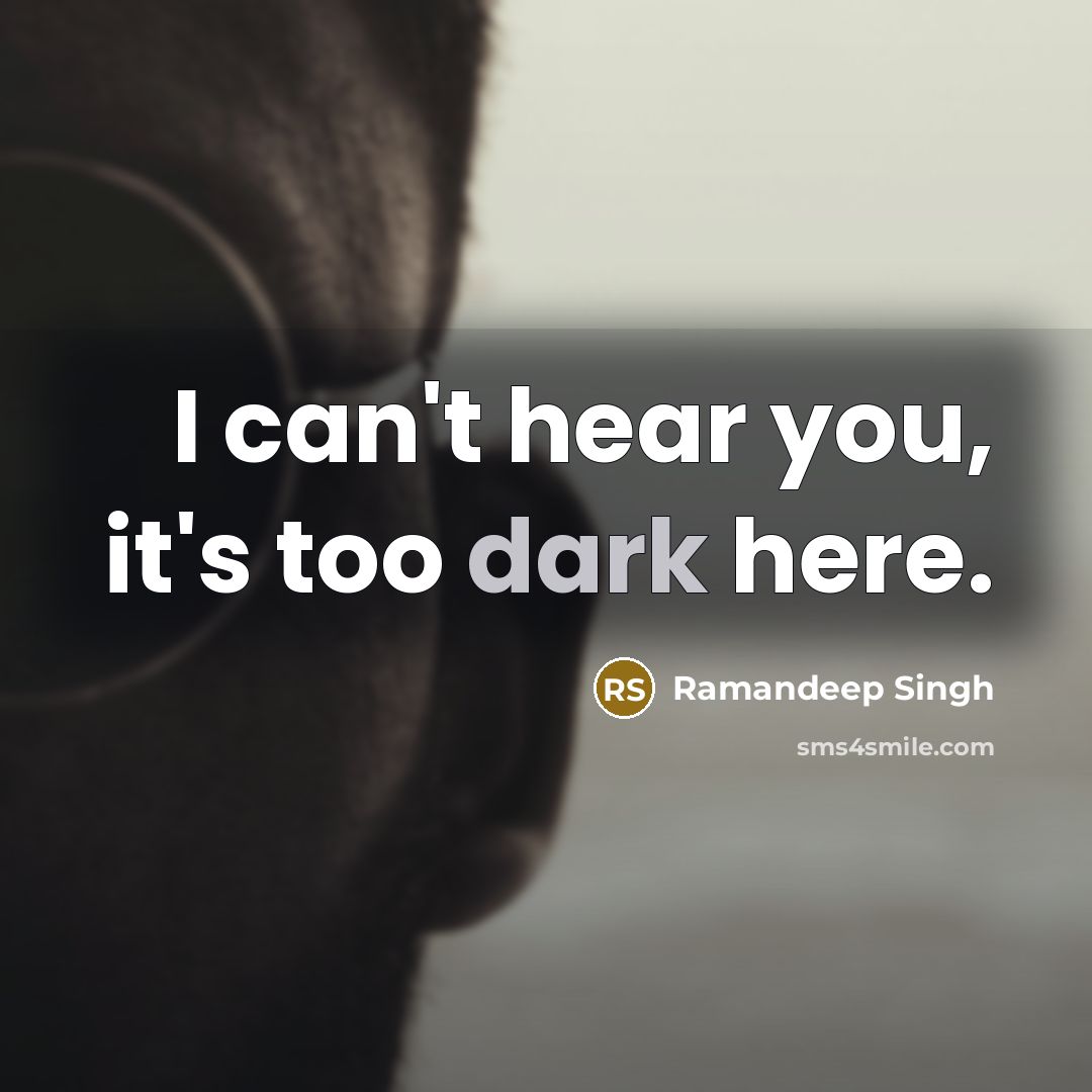 “I can't hear you, it's too dark here.…” quote by Ramandeep Singh