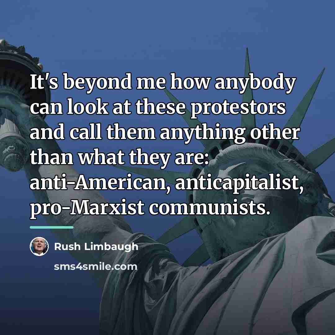 “It's beyond me how anybody can look at these protestors…” quote by Rush Limbaugh