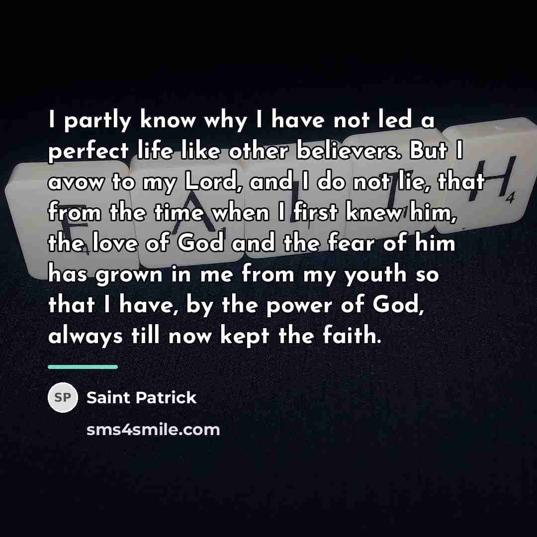 “I partly know why I have not led a perfect…” quote by Saint Patrick