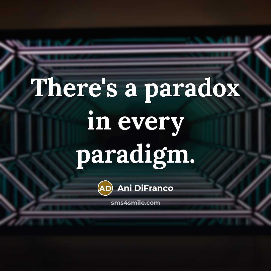 “There's a paradox in every paradigm.…” quote by Ani DiFranco