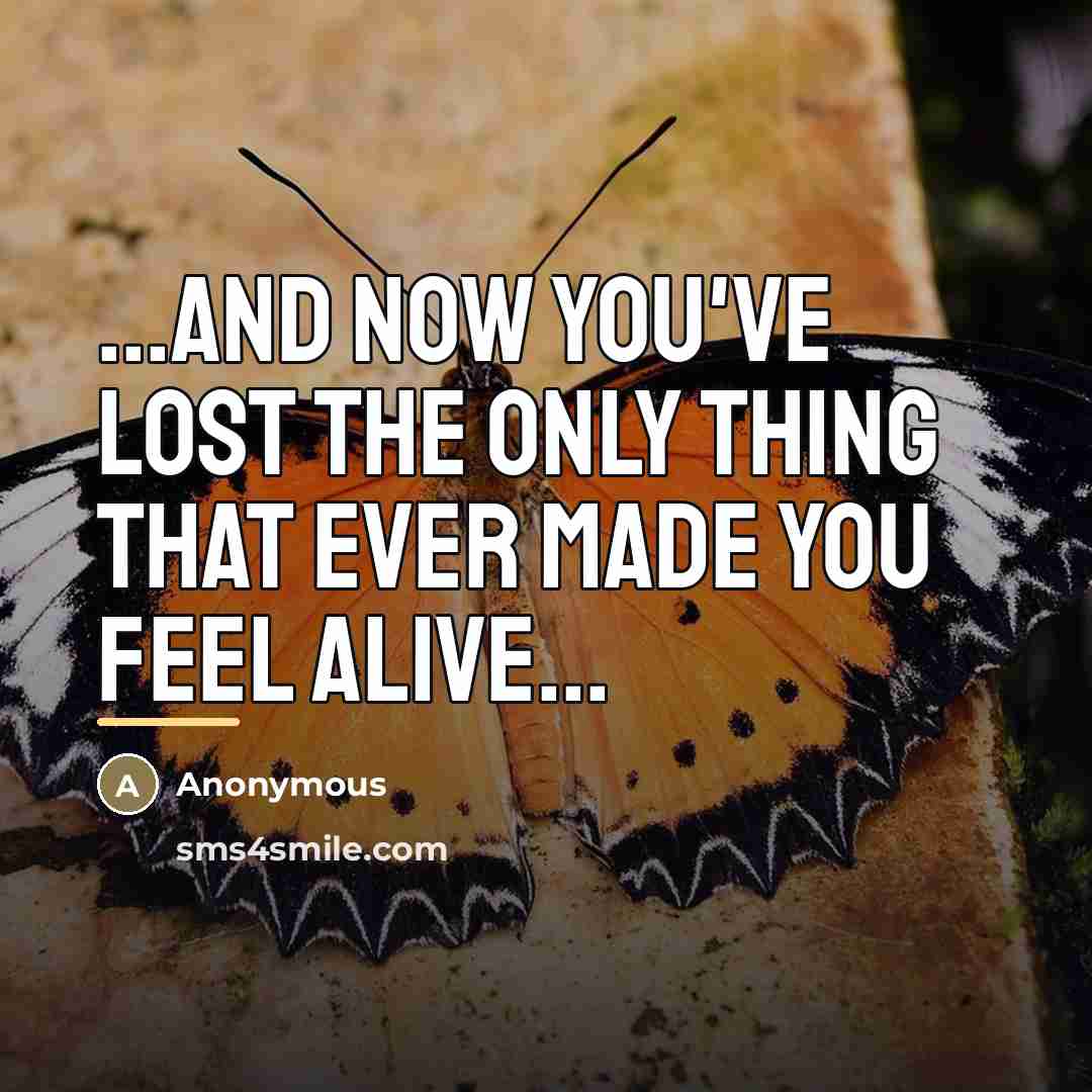 “...And now you've lost the only thing that ever made…” quote by Anonymous