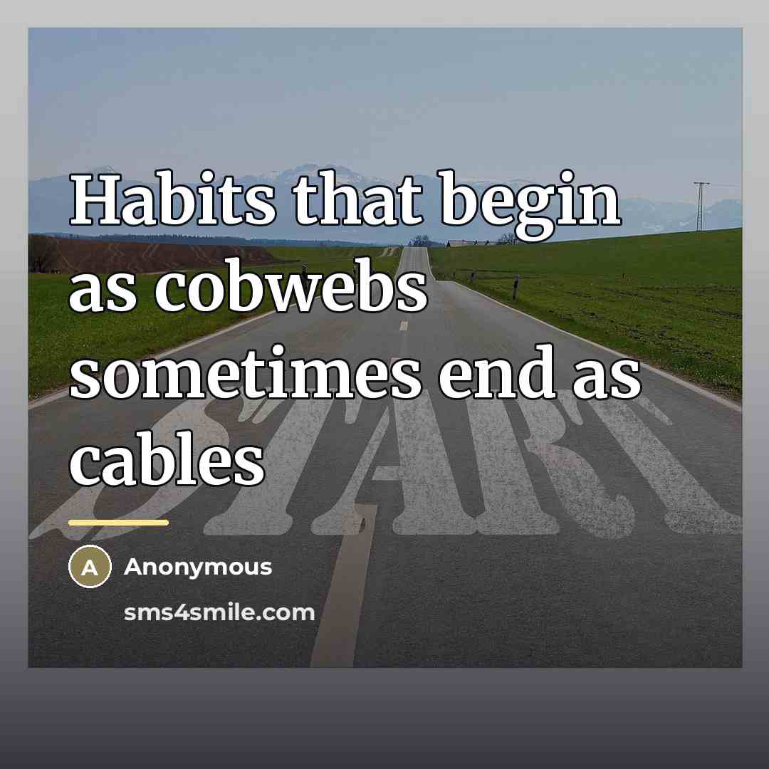 “Habits that begin as cobwebs sometimes end as cables…” quote by Anonymous