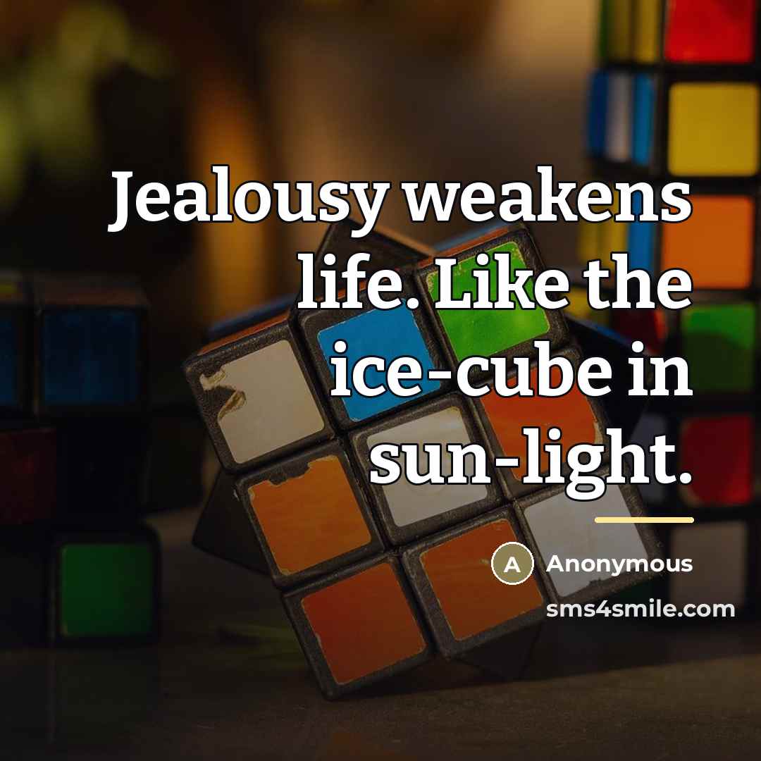 “Jealousy weakens life. Like the ice-cube in sun-light.…” quote by Anonymous