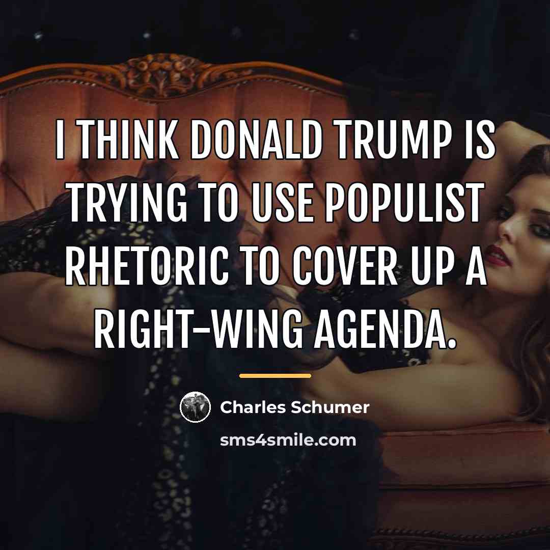 “I think Donald Trump is trying to use populist rhetoric…” quote by Charles Schumer
