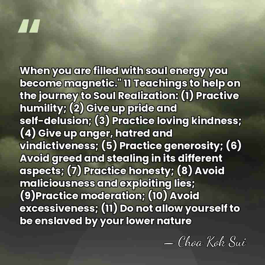 When you are filled with soul energy you become magnetic." 11 Teachings&hellip; - Choa Kok Sui