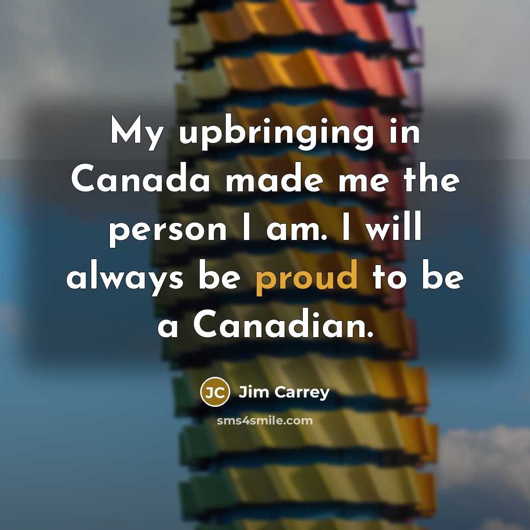 “My upbringing in Canada made me the person I am.…” quote by Jim Carrey