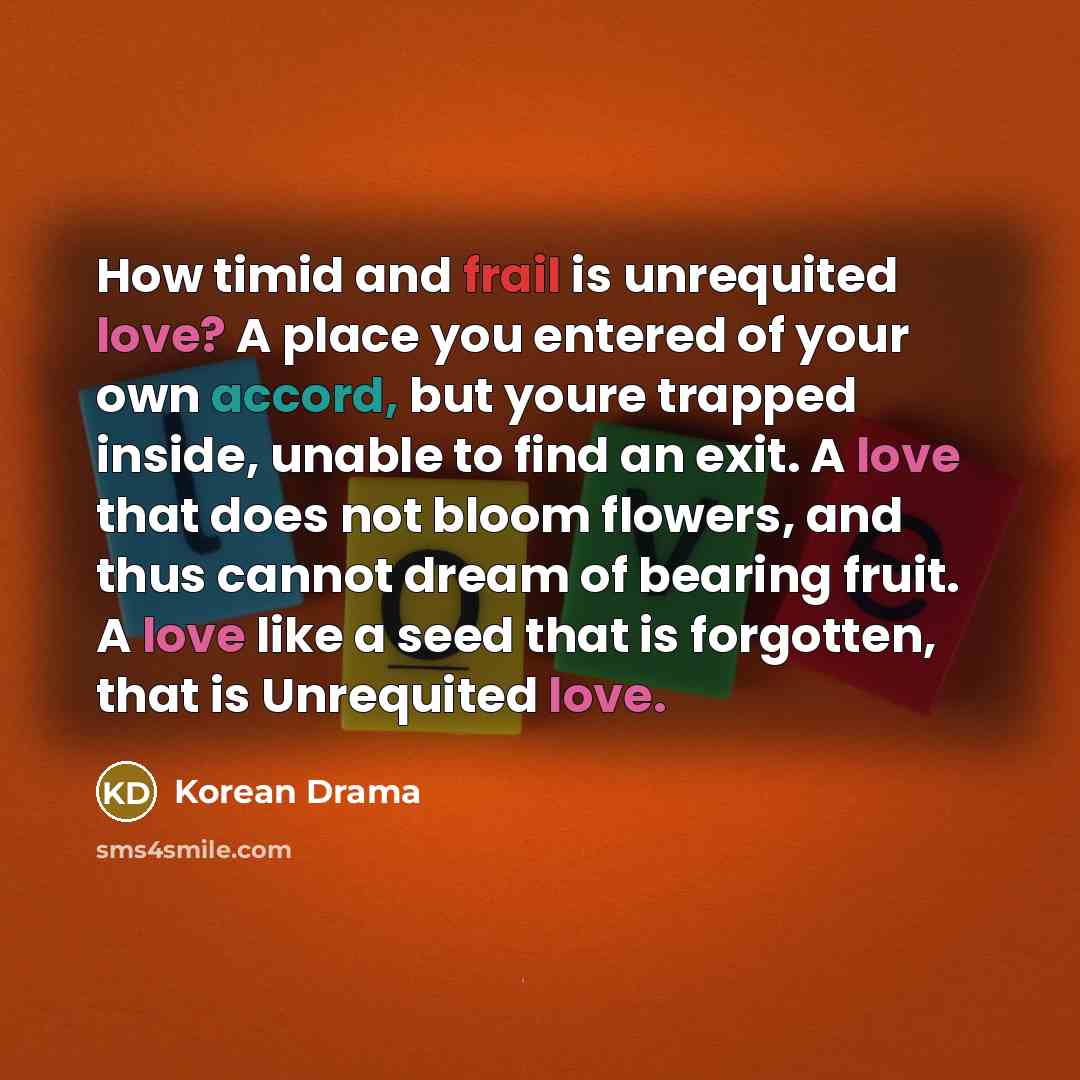“How timid and frail is unrequited love? A place you…” quote by Korean Drama