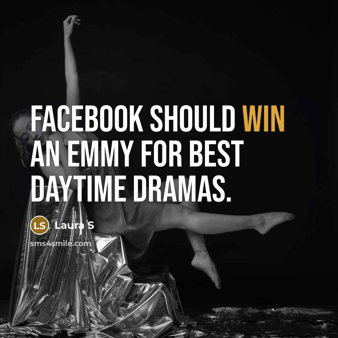 “Facebook should win an Emmy for Best Daytime dramas.” quote by Laura S