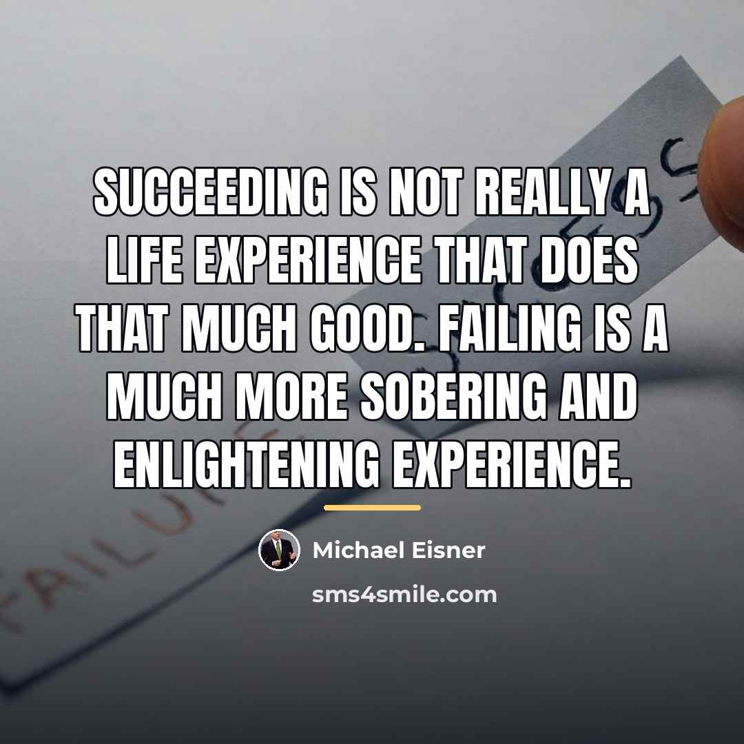 “Succeeding is not really a life experience that does that…” quote by Michael Eisner