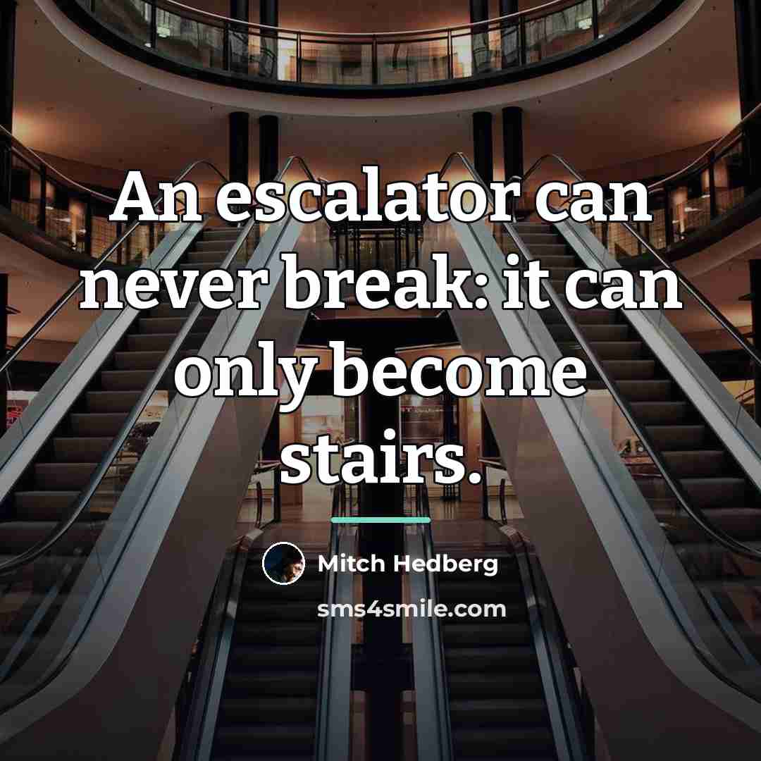 “An escalator can never break: it can only become stairs.…” quote by Mitch Hedberg