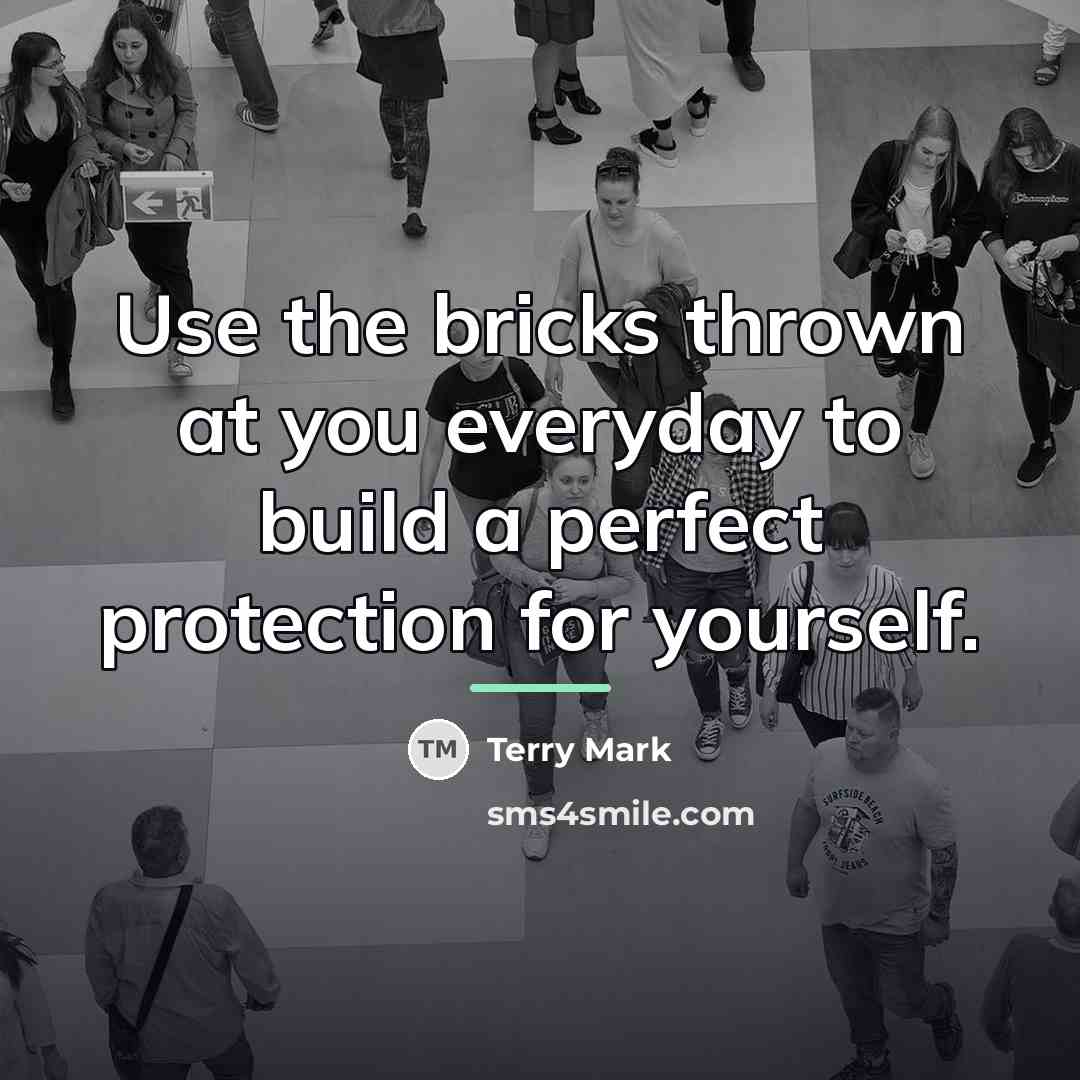 “Use the bricks thrown at you everyday to build a…” quote by Terry Mark