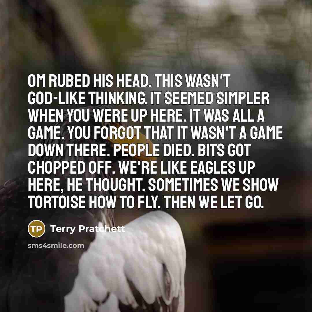 “Om rubed his head. This wasn't god-like thinking. It seemed…” quote by Terry Pratchett