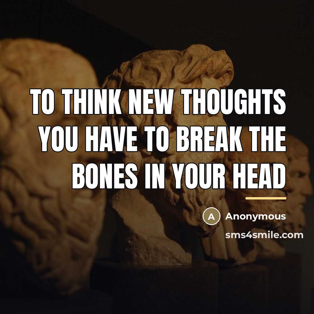 “To think new thoughts you have to break the bones…” quote by Anonymous