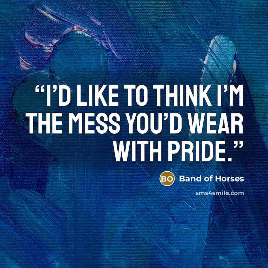 “I’d like to think I’m the mess you’d wear with pride.” quote by Band of Horses