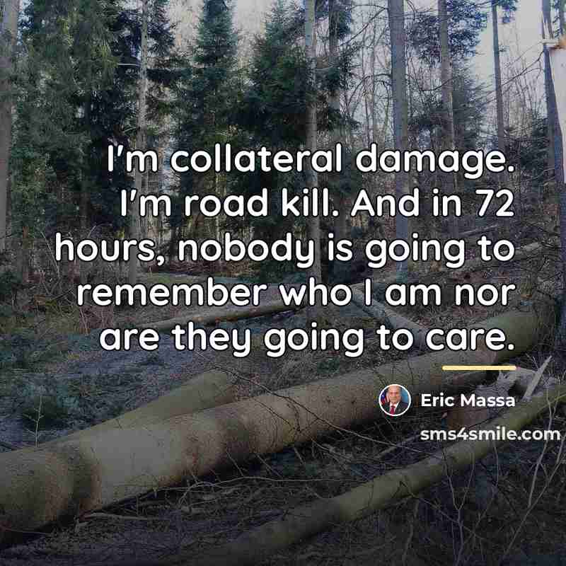 “I'm collateral damage. I'm road kill. And in 72 hours,…” quote by Eric Massa