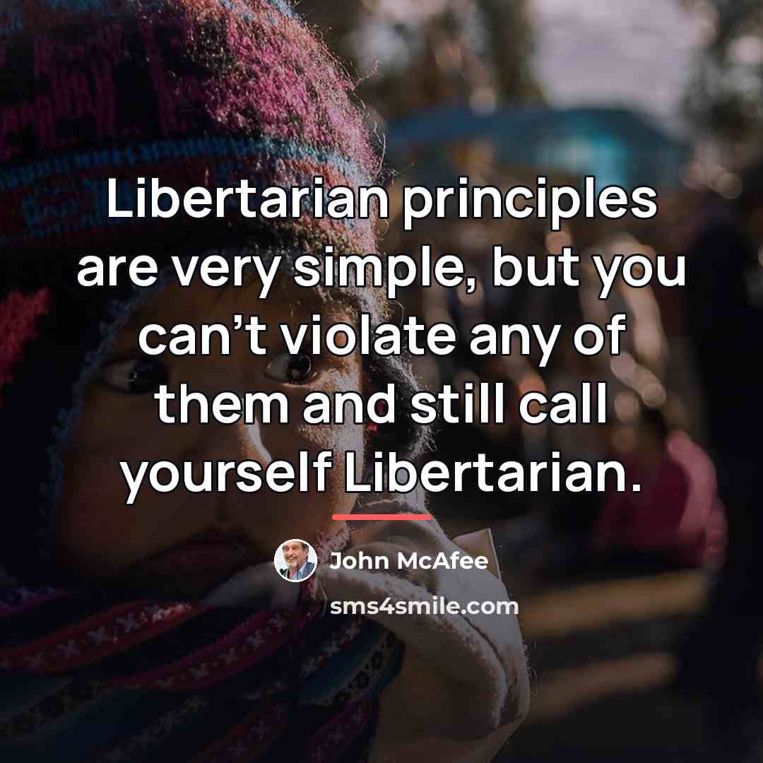 “Libertarian principles are very simple, but you can't violate any…” quote by John McAfee