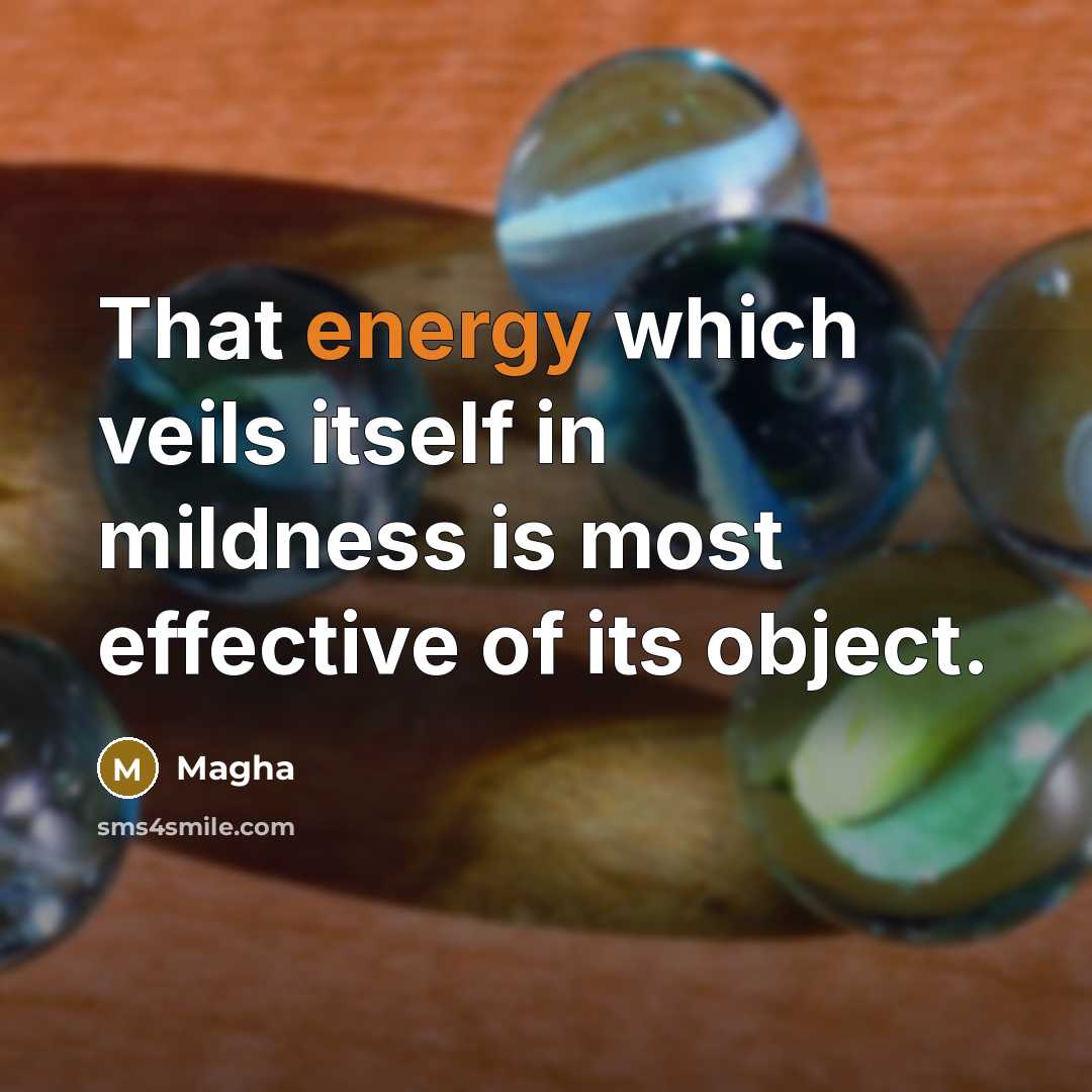 “That energy which veils itself in mildness is most effective…” quote by Magha