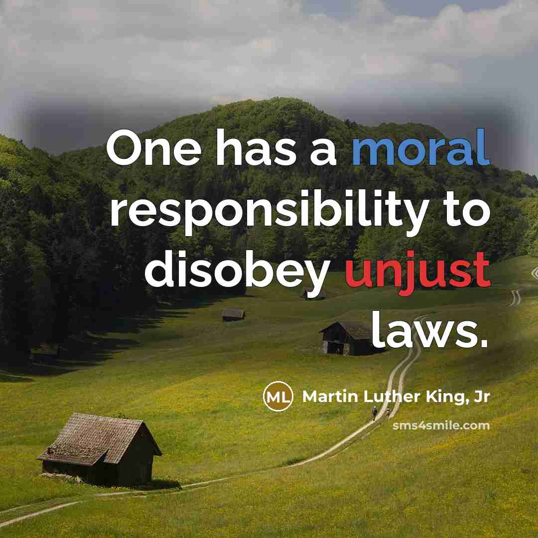 “One has a moral responsibility to disobey unjust laws.…” quote by Martin Luther King, Jr