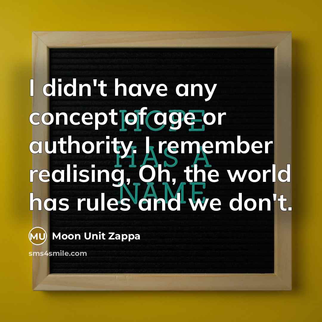 “I didn't have any concept of age or authority. I…” quote by Moon Unit Zappa