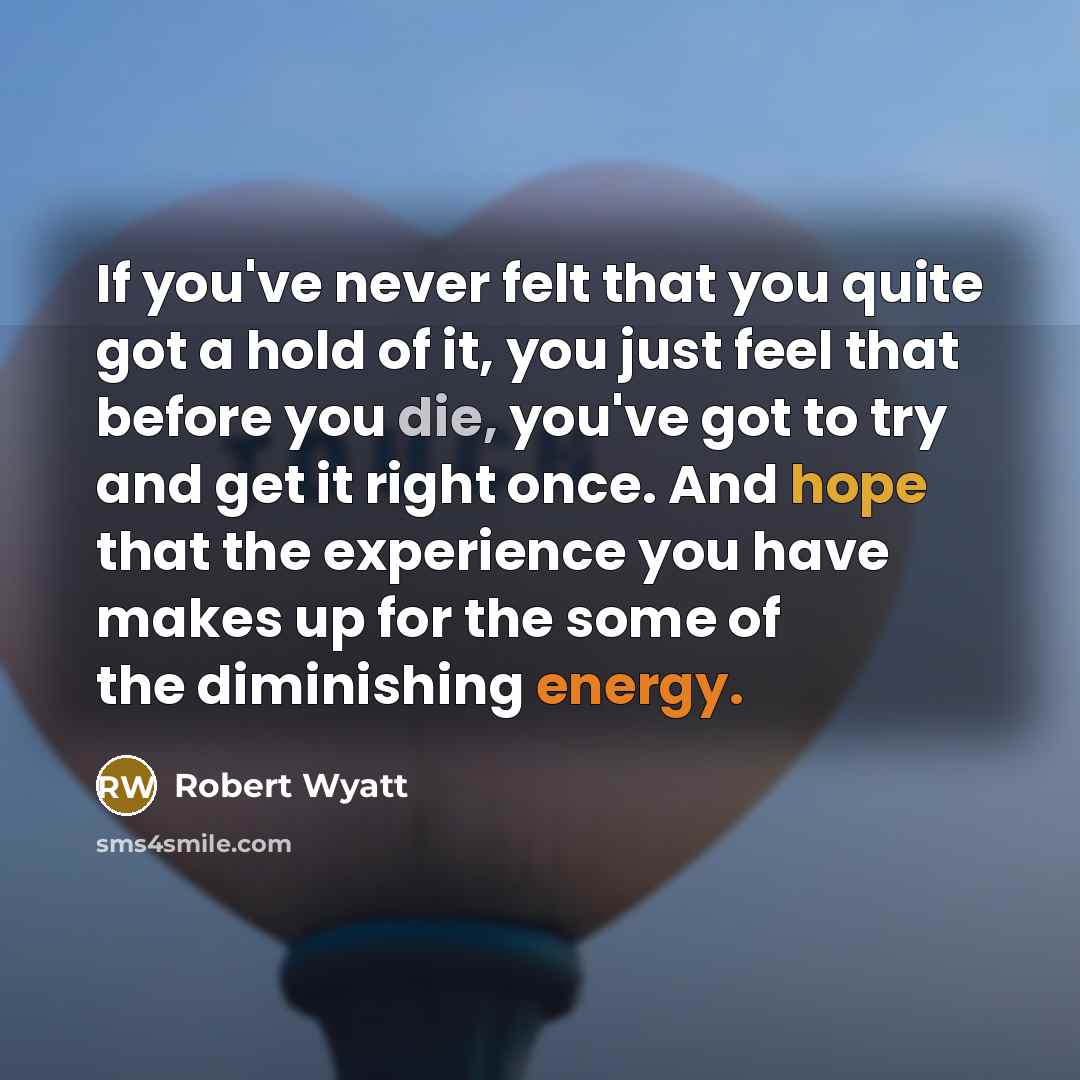 “If you've never felt that you quite got a hold…” quote by Robert Wyatt