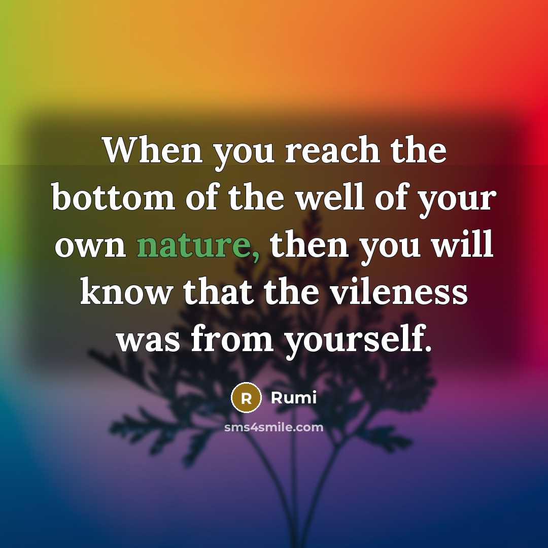 “When you reach the bottom of the well of your…” quote by Rumi