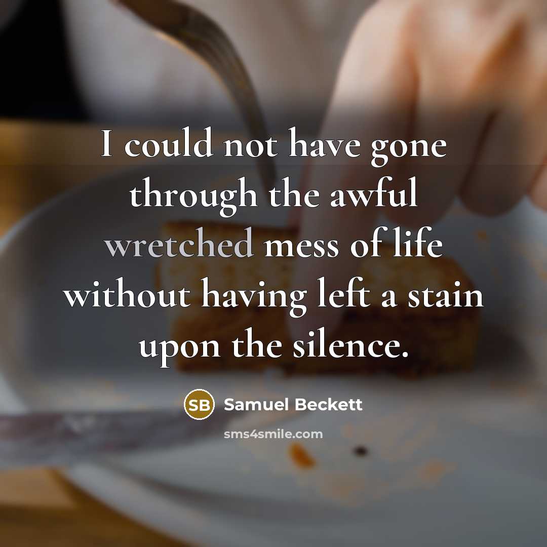 “I could not have gone through the awful wretched mess…” quote by Samuel Beckett