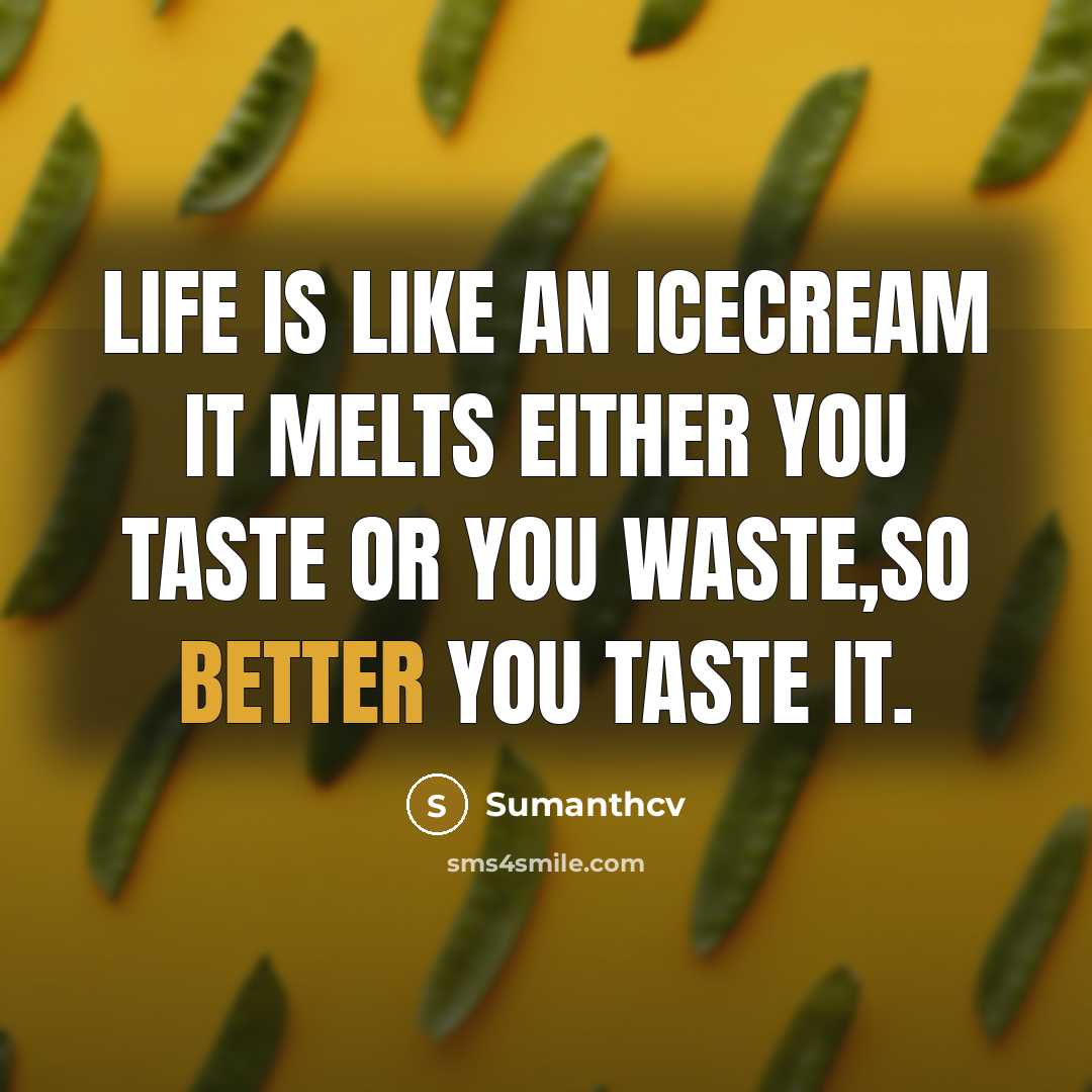 “Life is like an icecream it melts either you taste or you waste,so better you taste it.” quote by Sumanthcv