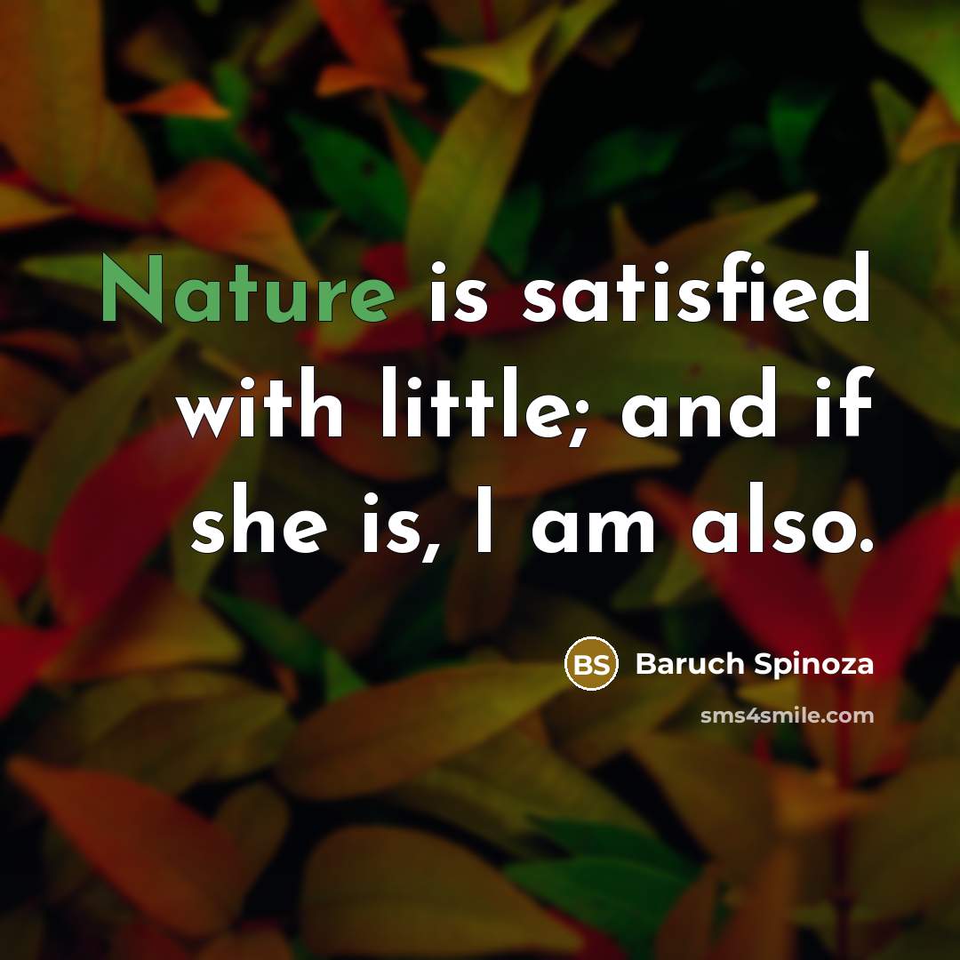 “Nature is satisfied with little; and if she is, I…” quote by Baruch Spinoza