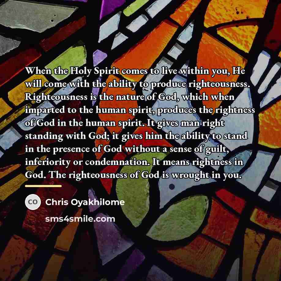 “When the Holy Spirit comes to live within you, He…” quote by Chris Oyakhilome