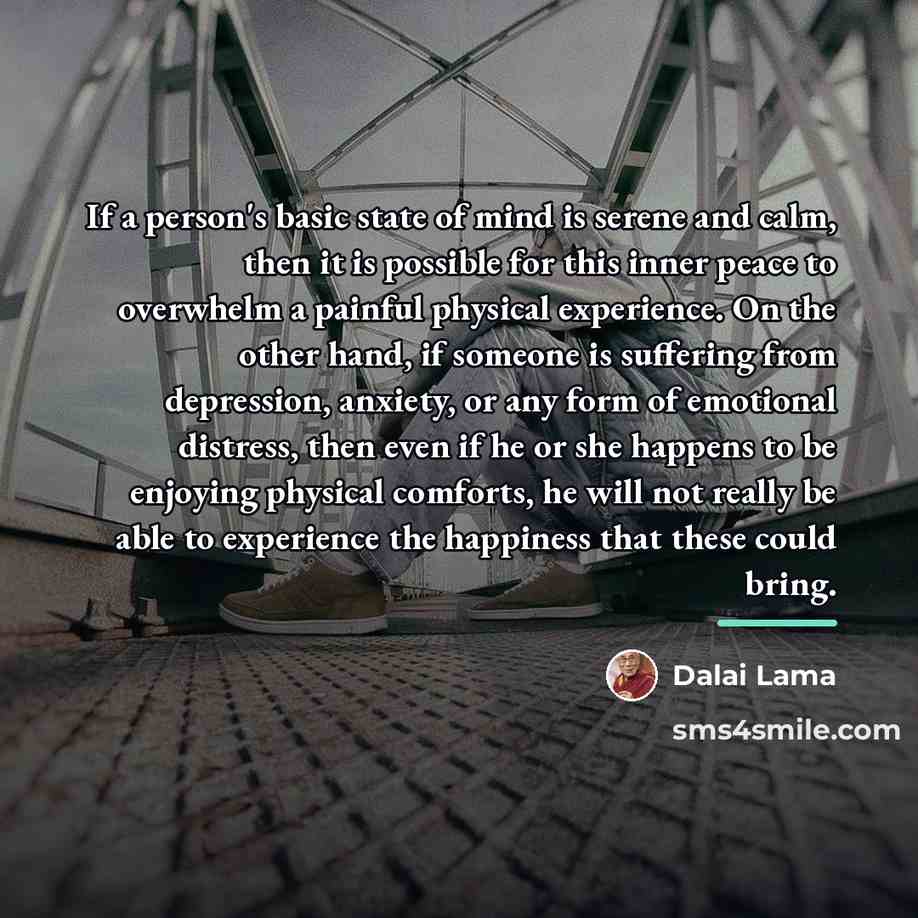 “If a person's basic state of mind is serene and…” quote by Dalai Lama