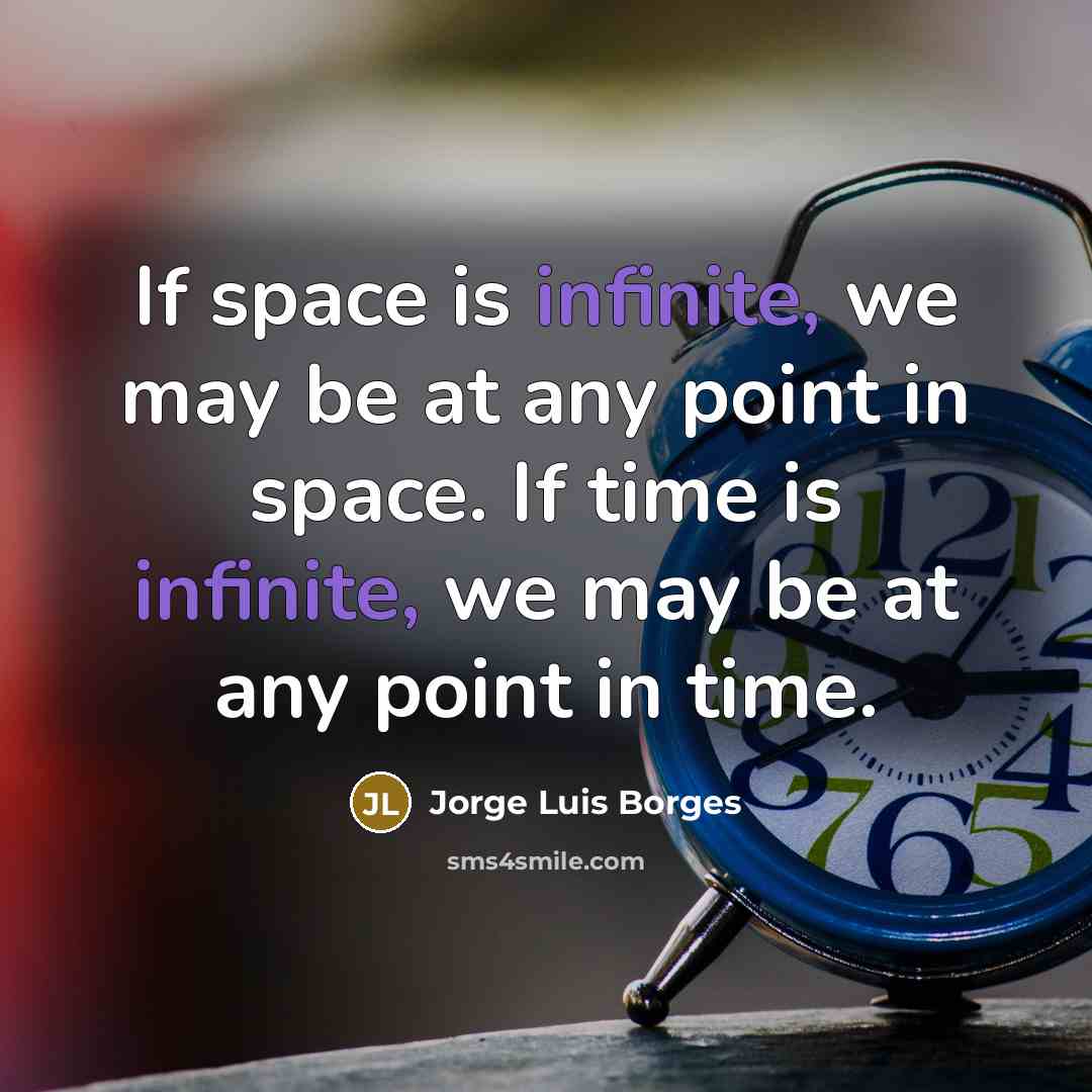 “If space is infinite, we may be at any point…” quote by Jorge Luis Borges