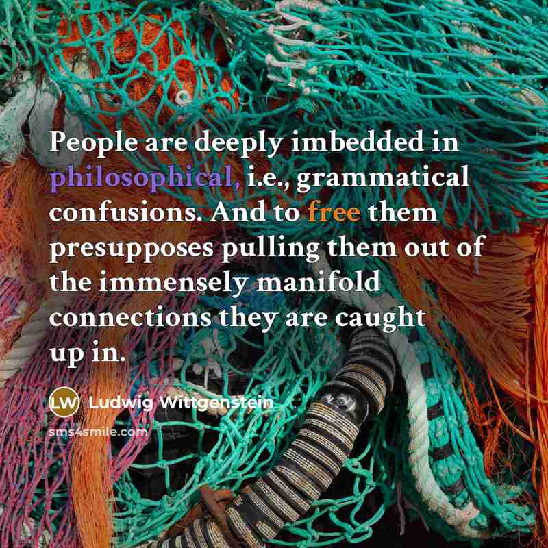 “People are deeply imbedded in philosophical, i.e., grammatical confusions. And…” quote by Ludwig Wittgenstein