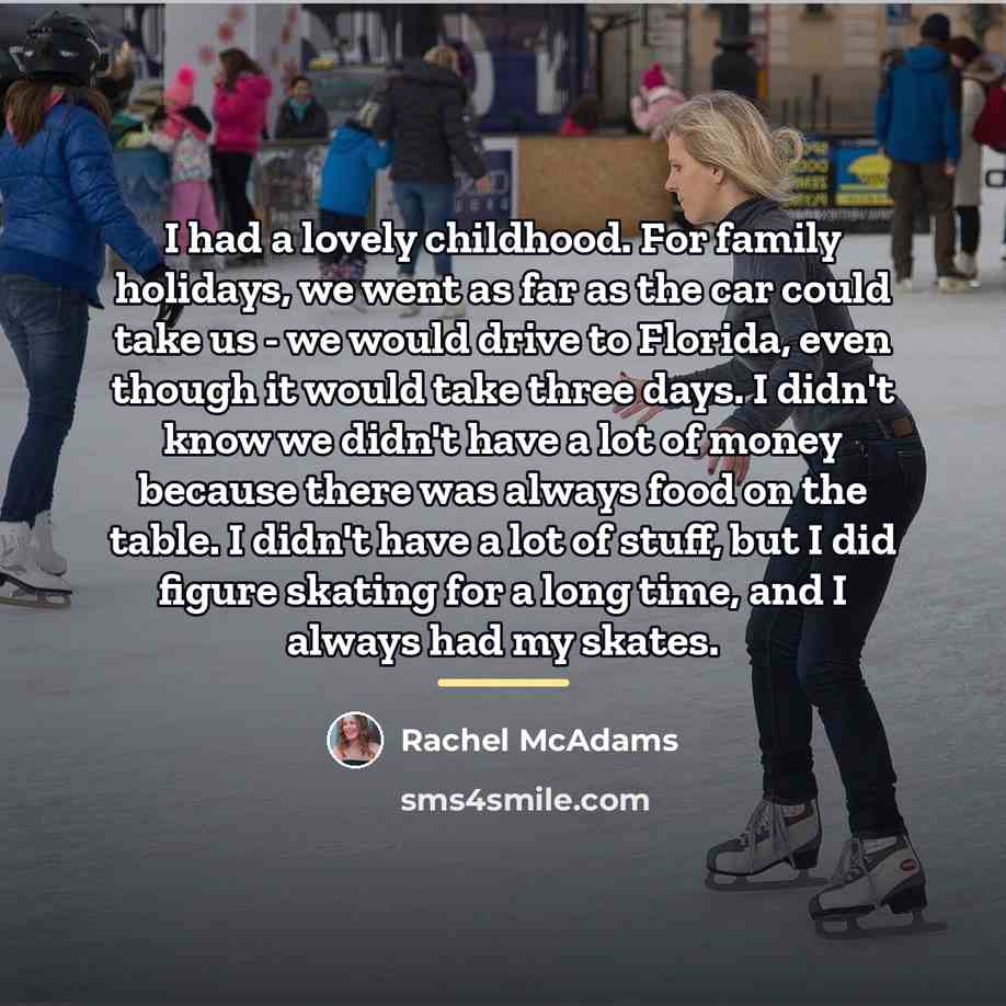 “I had a lovely childhood. For family holidays, we went…” quote by Rachel McAdams