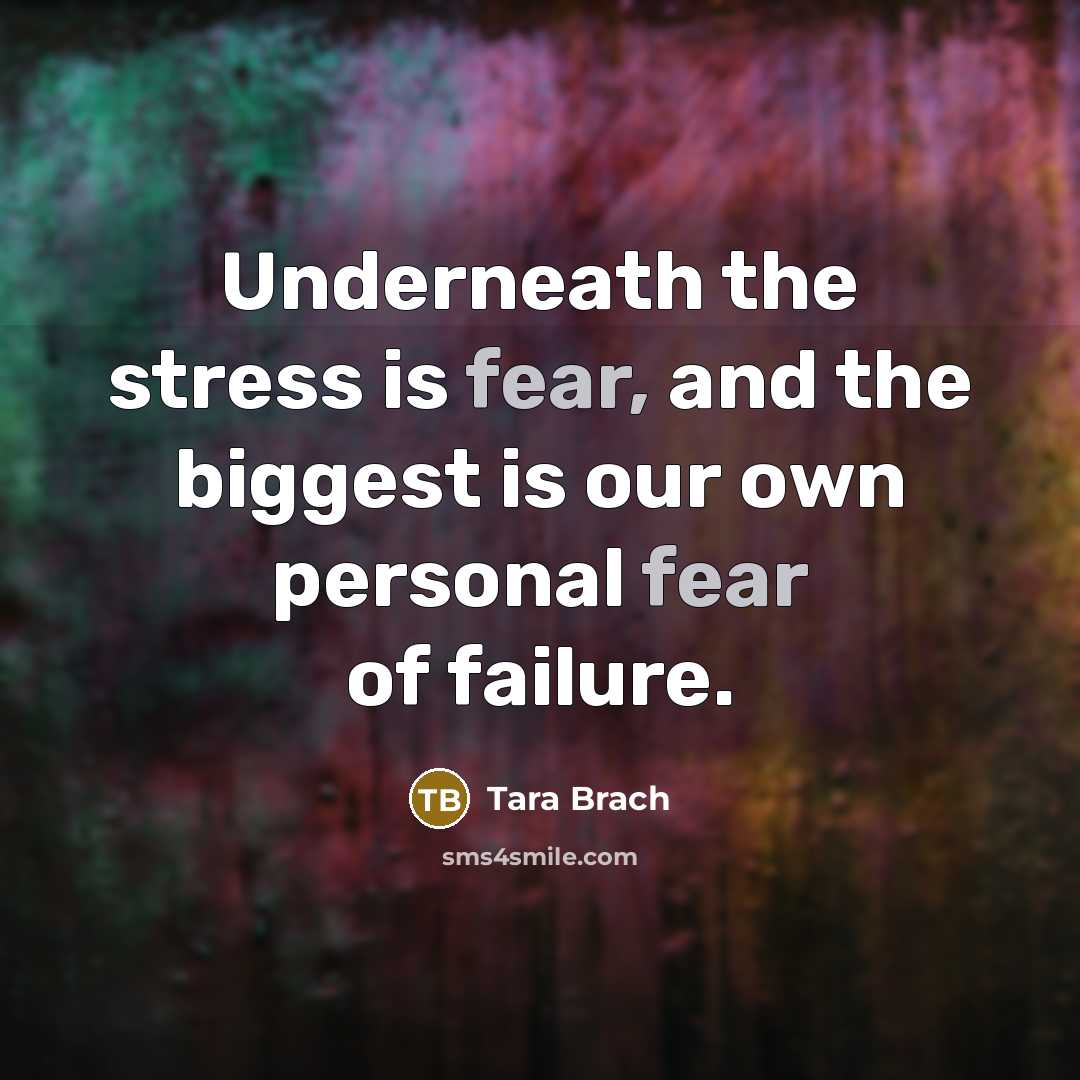 “Underneath the stress is fear, and the biggest is our…” quote by Tara Brach