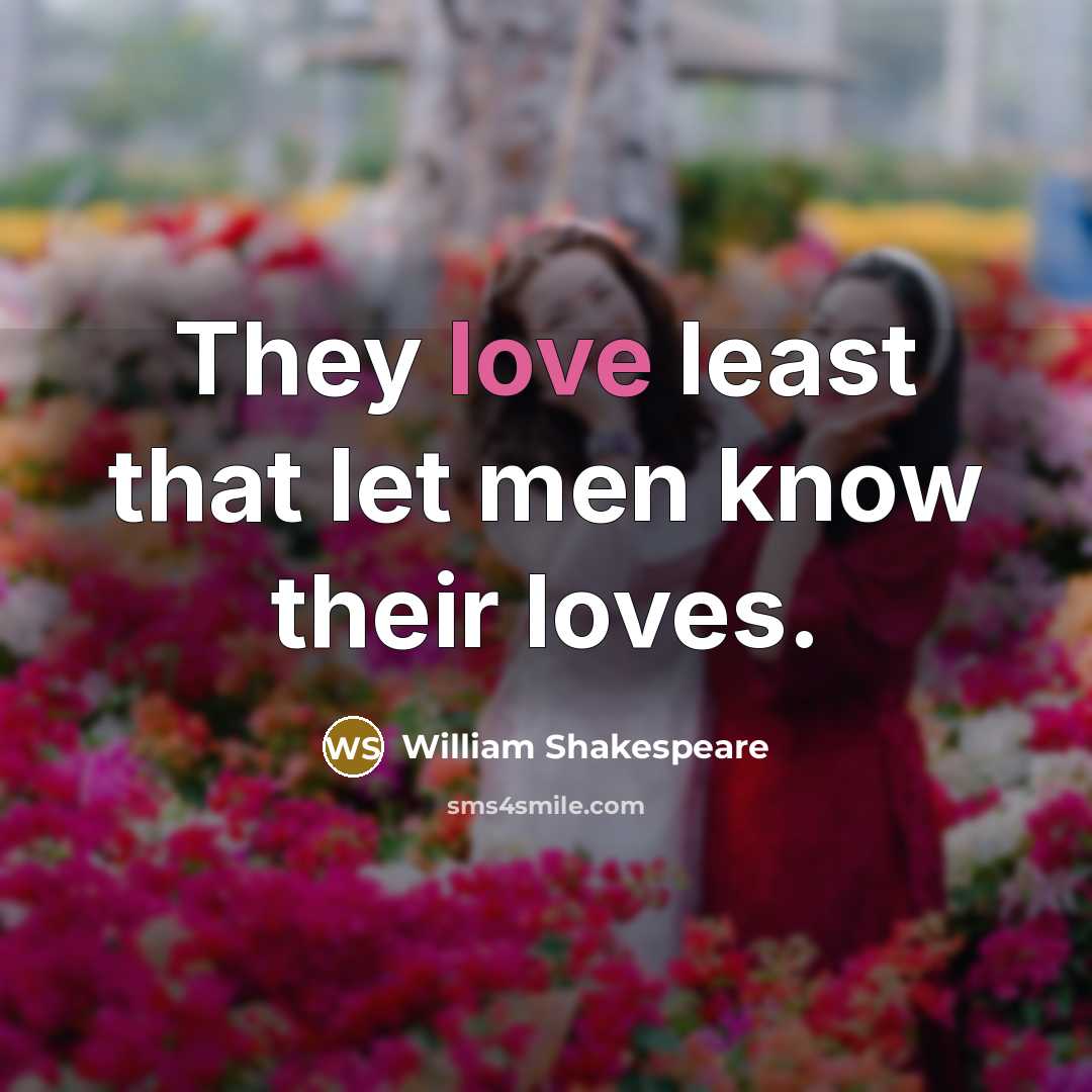“They love least that let men know their loves.…” quote by William Shakespeare