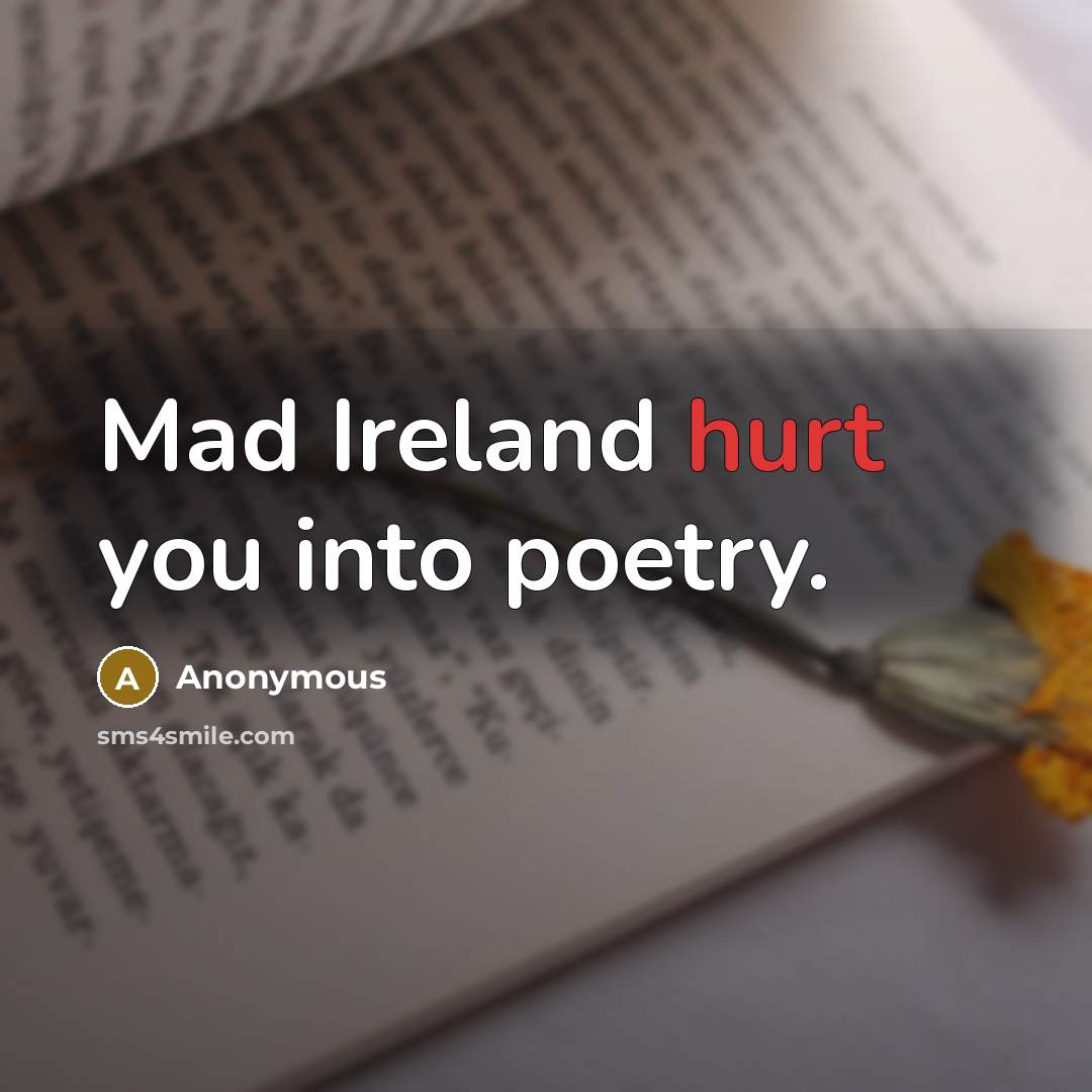 “Mad Ireland hurt you into poetry.…” quote by Anonymous