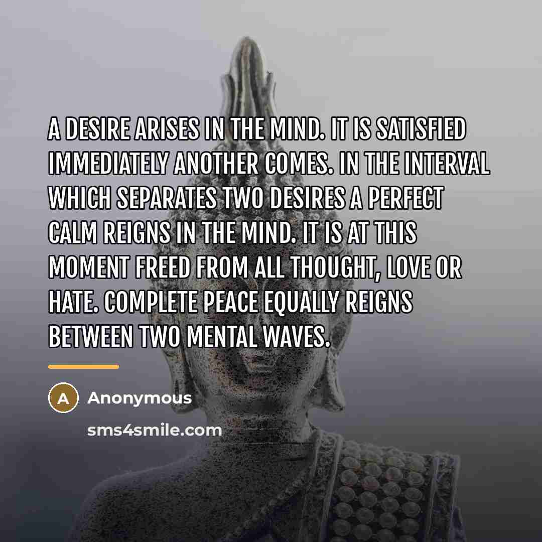 “A desire arises in the mind. It is satisfied immediately…” quote by Anonymous