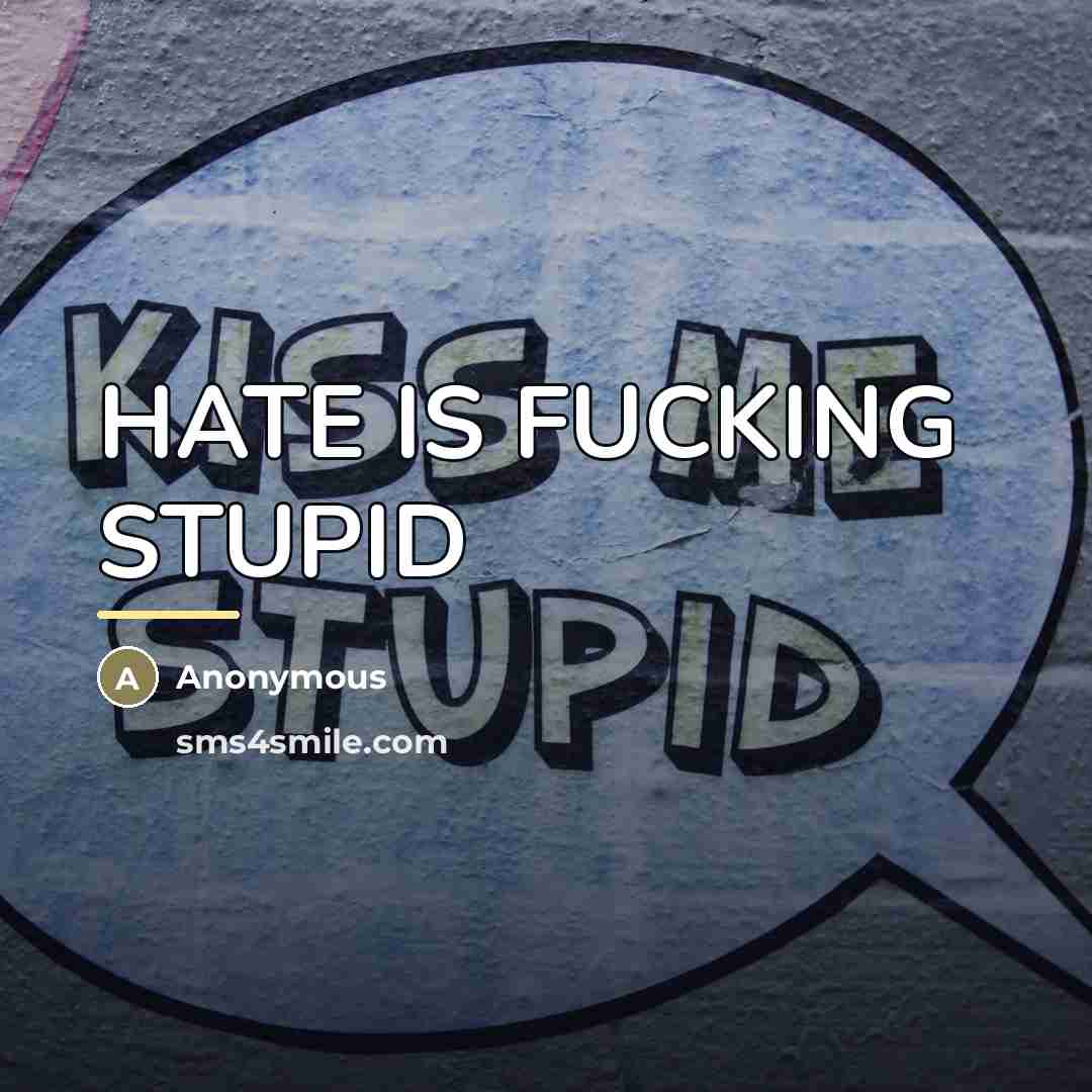 “HATE IS FUCKING STUPID…” quote by Anonymous