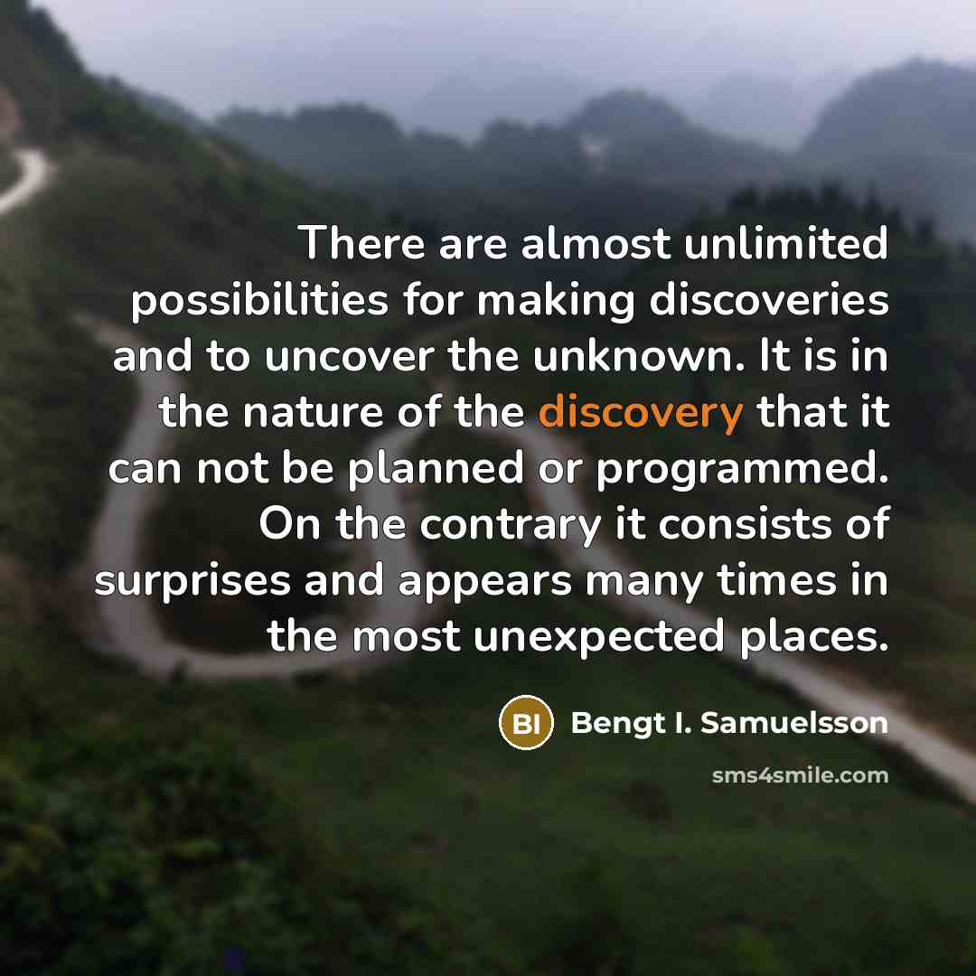 “There are almost unlimited possibilities for making discoveries and to…” quote by Bengt I. Samuelsson
