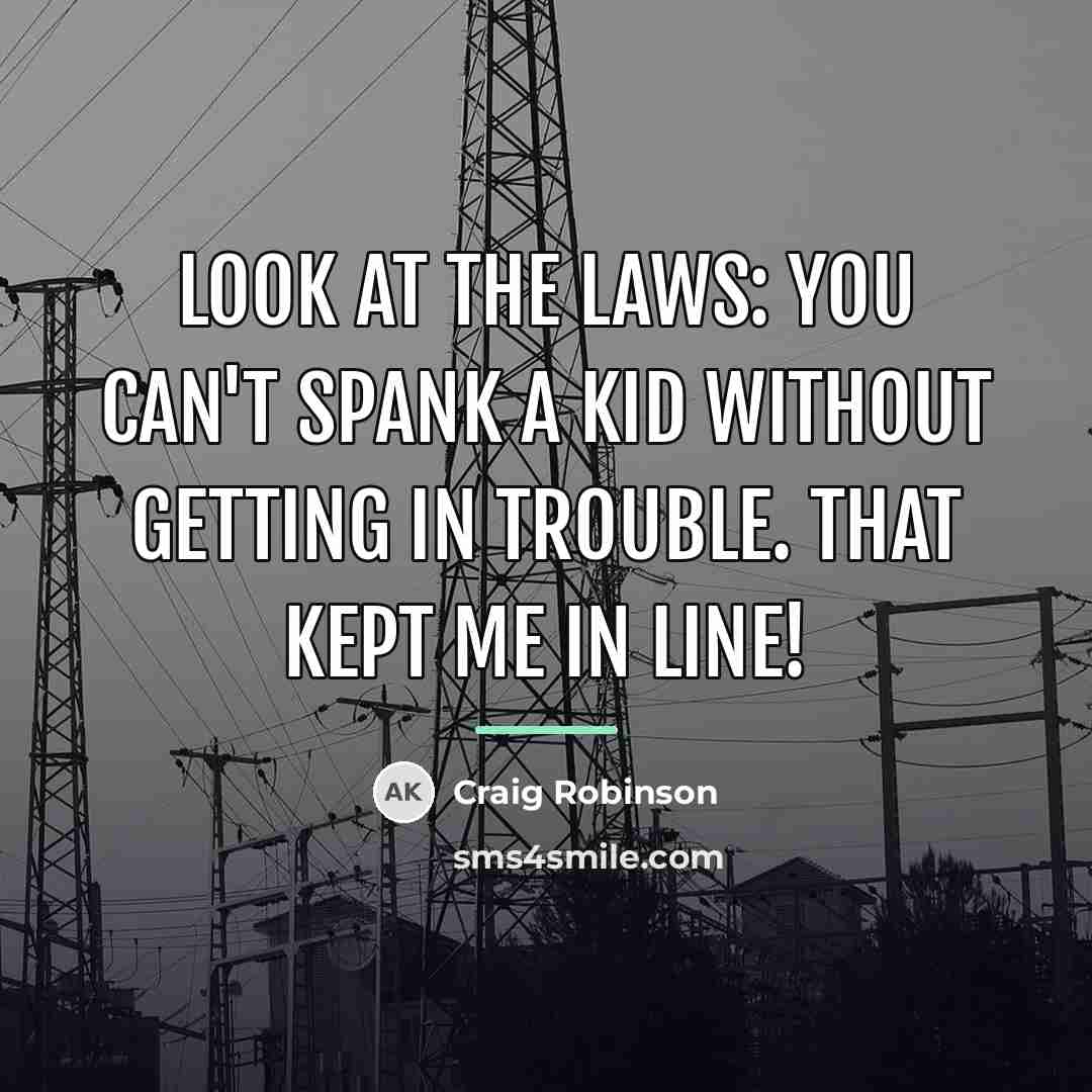 “Look at the laws: you can't spank a kid without…” quote by Craig Robinson