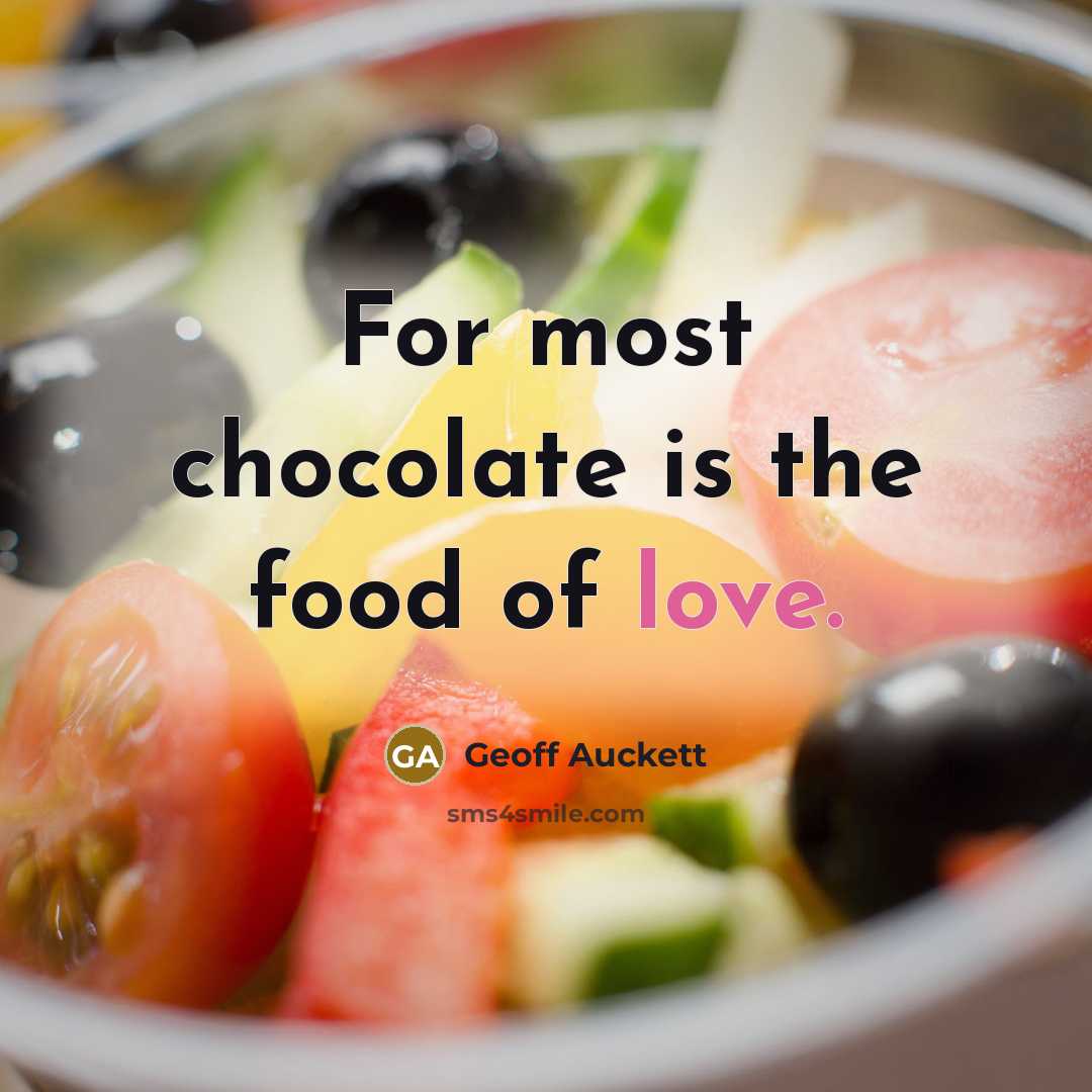 “For most chocolate is the food of love.…” quote by Geoff Auckett