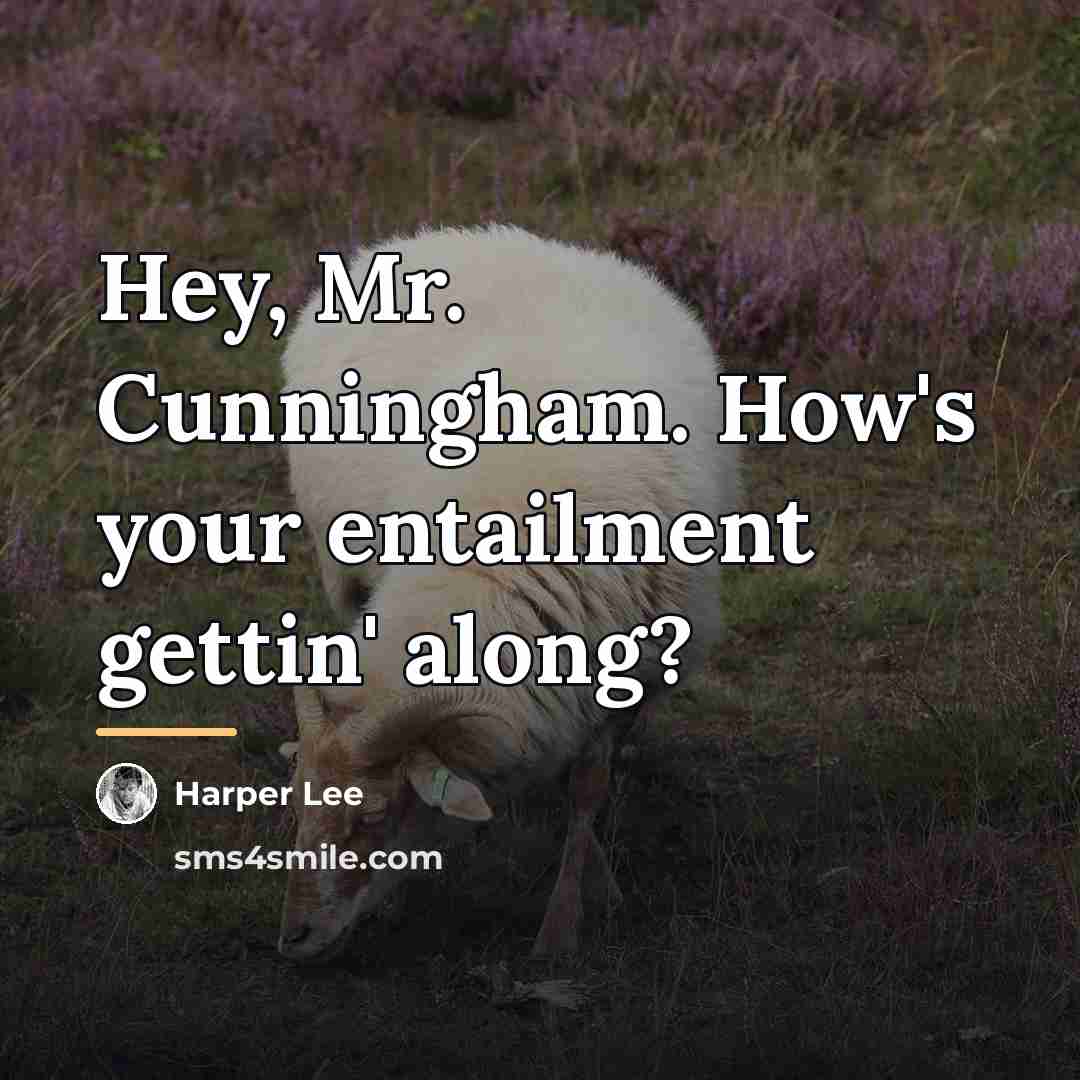 “Hey, Mr. Cunningham. How's your entailment gettin' along?…” quote by Harper Lee