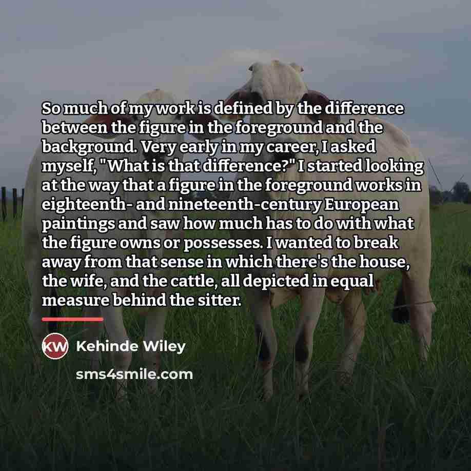 “So much of my work is defined by the difference…” quote by Kehinde Wiley