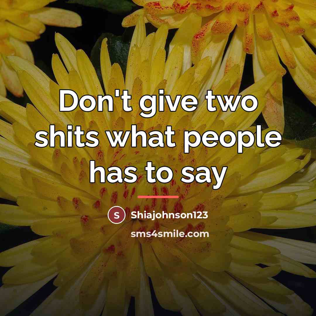 “Don't give two shits what people has to say…” quote by Shiajohnson123