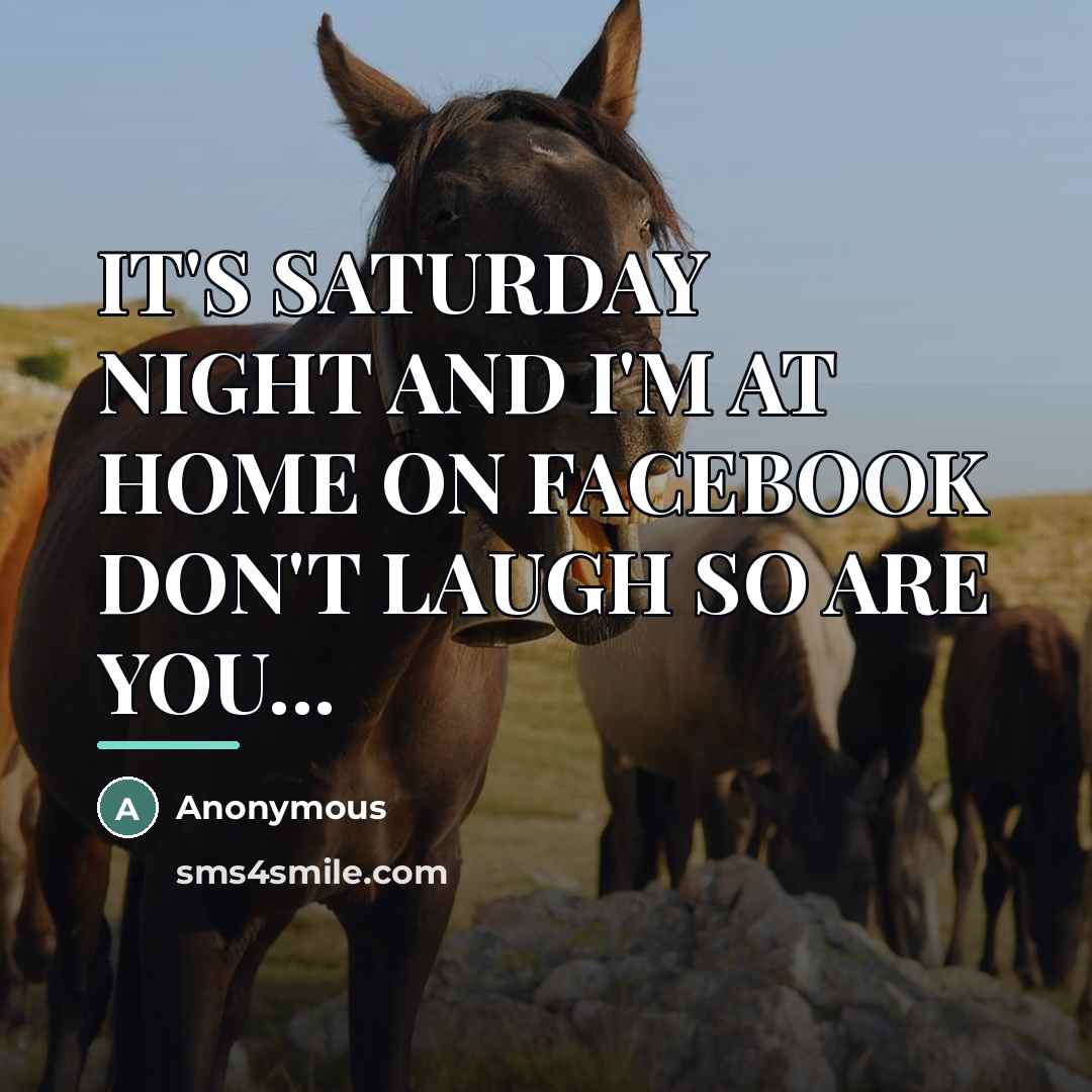 “IT'S SATURDAY NIGHT AND I'M AT HOME ON FACEBOOK DON'T…” quote by Anonymous